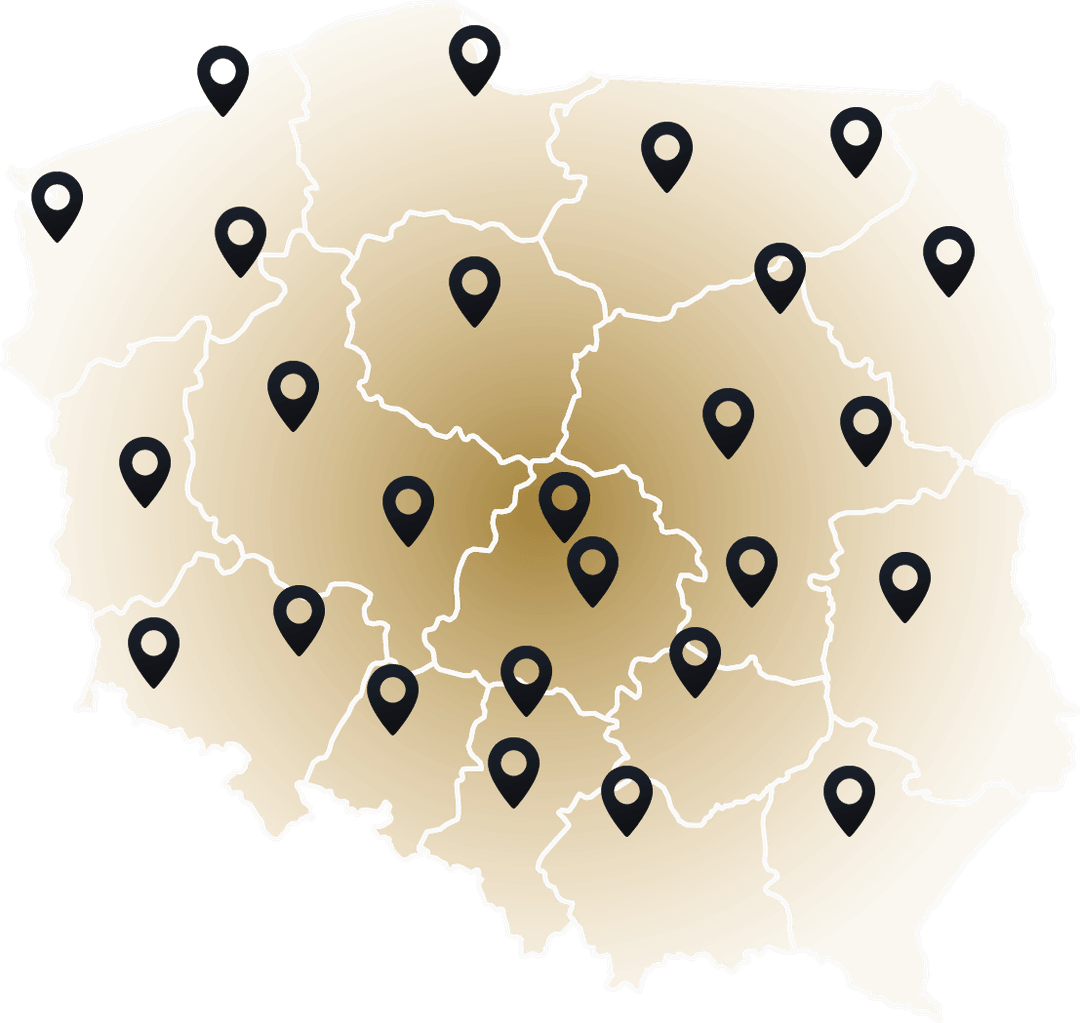Mapa działania Zastepczak.pl - obsługa taxi zastępczego w całej Polsce