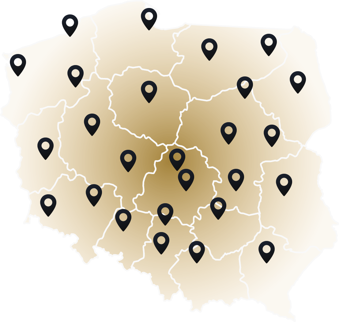 Mapa działania Zastepczak.pl - obsługa taxi zastępczego w całej Polsce